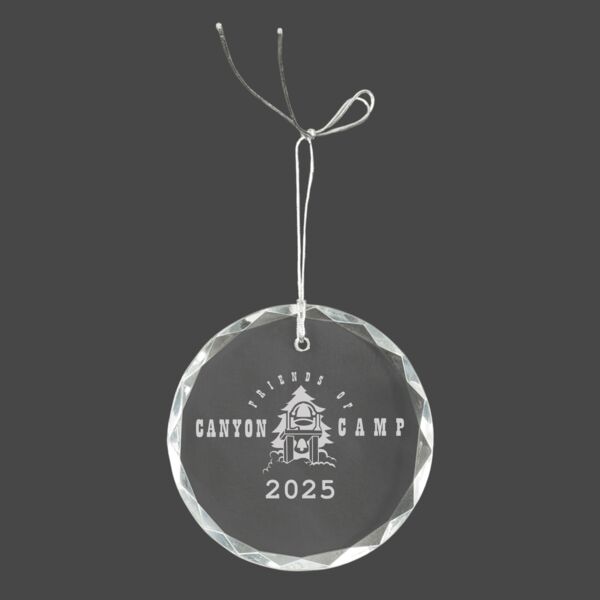 3 1/4" Clear Round Glass Ornament with Silver String Thumbnail